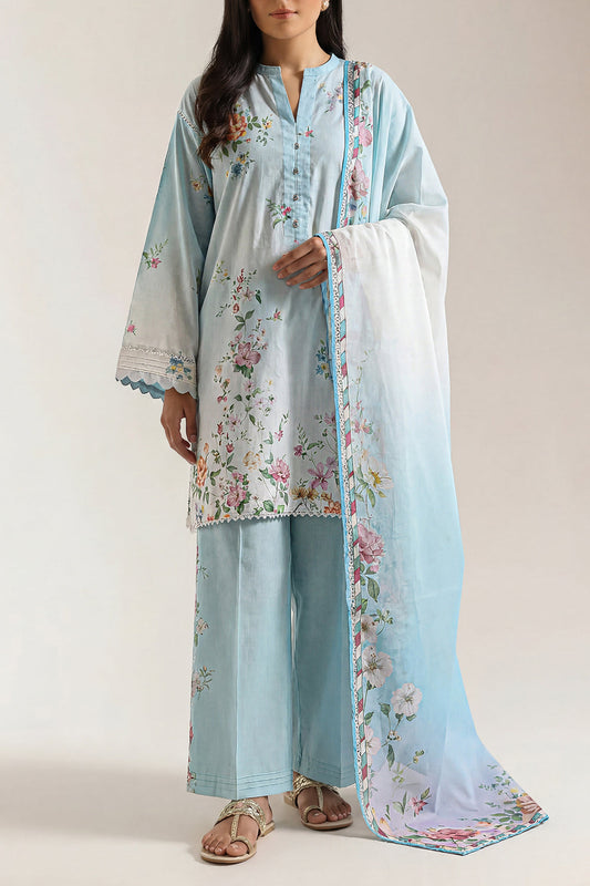 Saya Light Blue 3PCs Printed Lawn Unstitched Collection