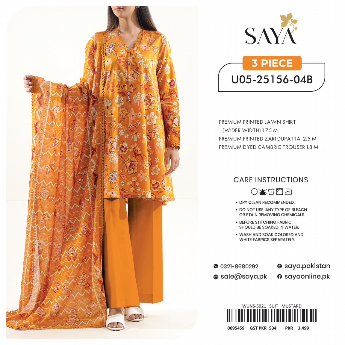 Saya Unstitched 100% Original LAWN 3P Suit In WHOLESALE PRICE 💯✨
