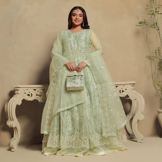 Shanzay Sea Green Luxury Embroidered Collection