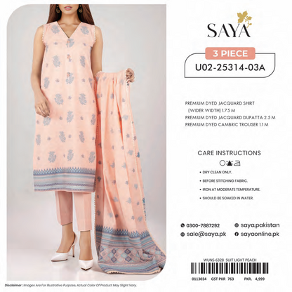 Saya Unstitched Jacquard 100% Original Cotton 3 PCs Suit In WHOLESALE PRICE 💯✨