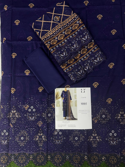 🌟🌿NISHAT LASERKARI – Embroidered Luxury Collection 2026🌿🌟
✨ Buy Lucky Textile Alert ✨ Design# LT_26108