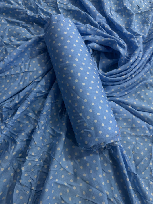 Digital Printed Sky Blue Linen Allover 2Pcs