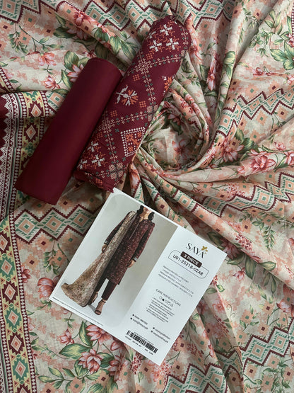 Saya D.C:- U01-25218-02AR - 3 Pcs Printed Lawn