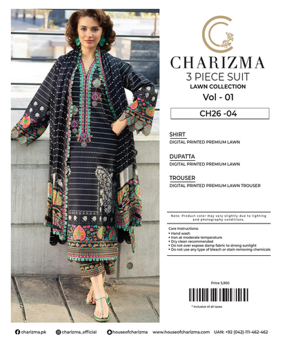 CHARIZMA LAWN UNSTITCHED COLLECTION – Vol 1_CH26-04