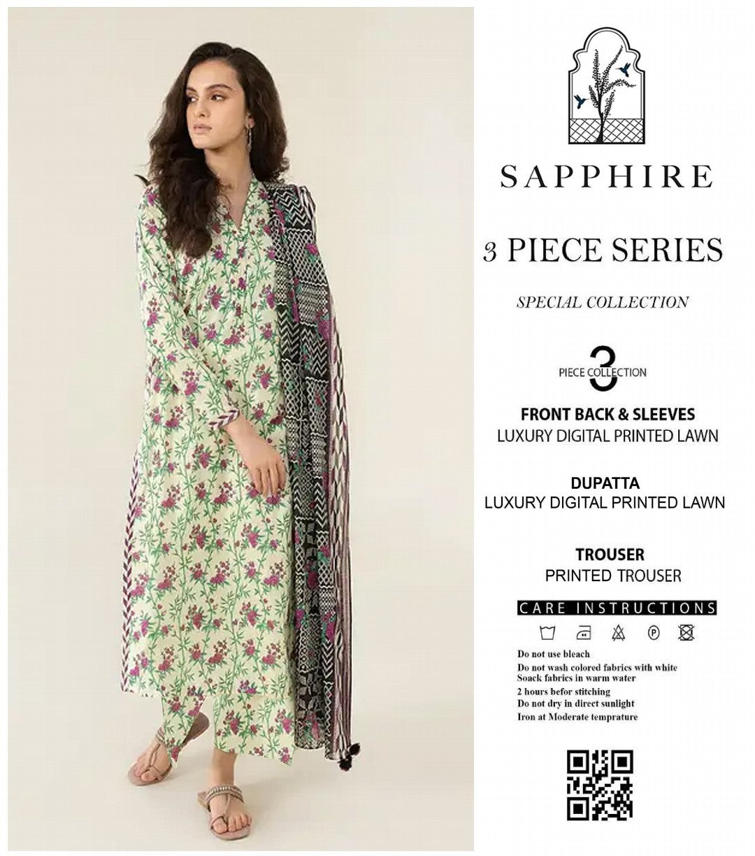 Sapphire Flora Unstitched Lawn 3 Pieces in Wholesale Price 🔥❤️