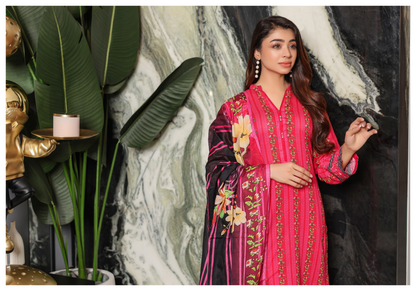 JAWED ARTS ZEBTAN –  3PC UNSTITCHED SUIT Design: 8
