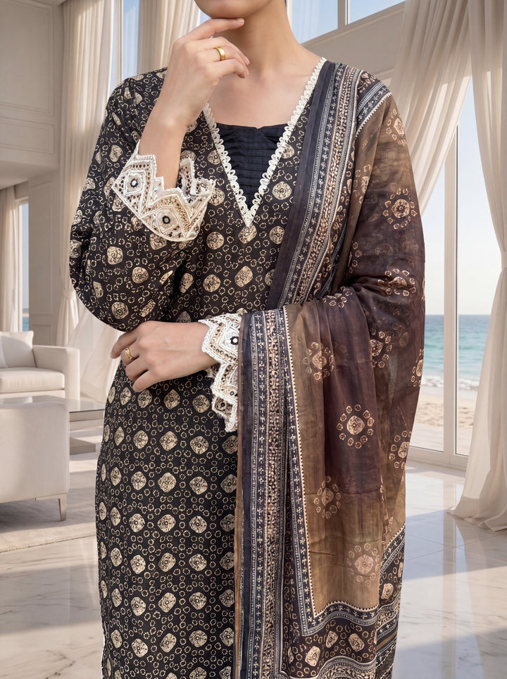 Fleur By Almeerah - Obsidian Core – Digital Chundri Lawn