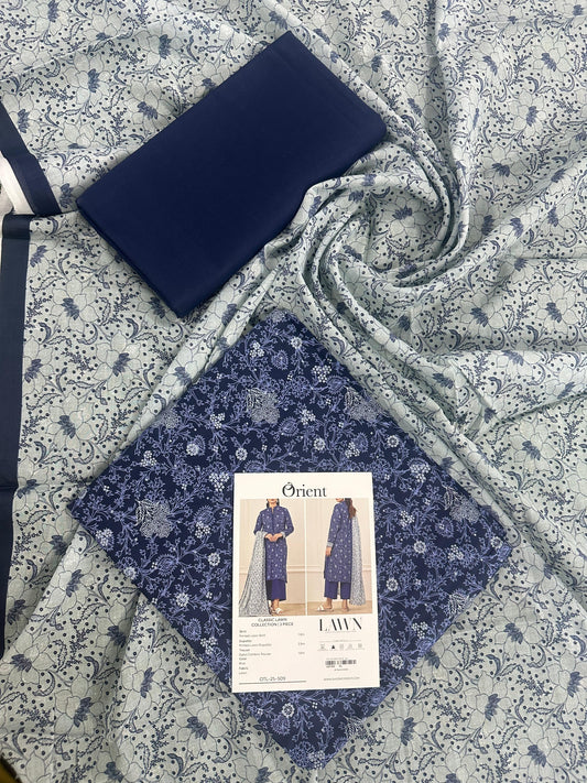 ✨ORIENT 100% ORIGINAL Unstitched Lawn 3 Piece✨ Design #OTL-25-509