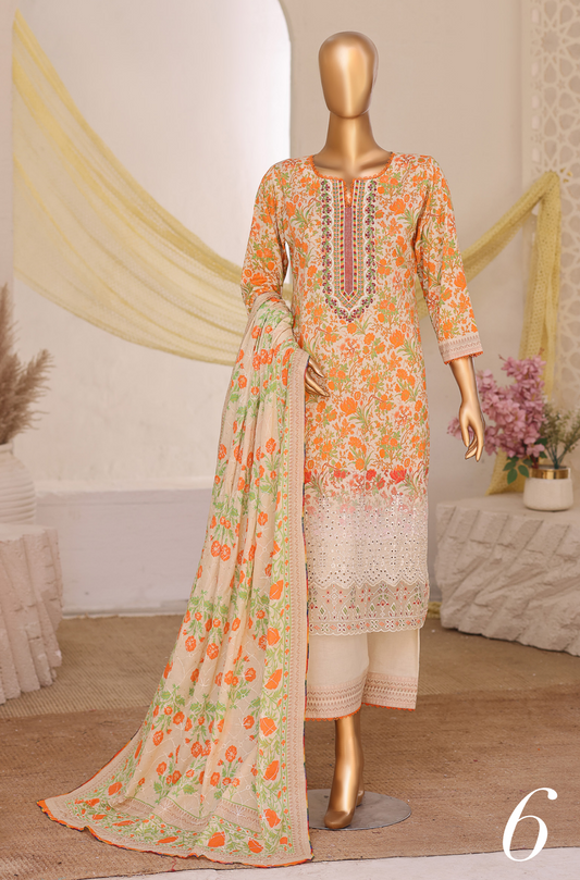 MTF Z E E N A T - Unstitched 3pcs Collection D- 6