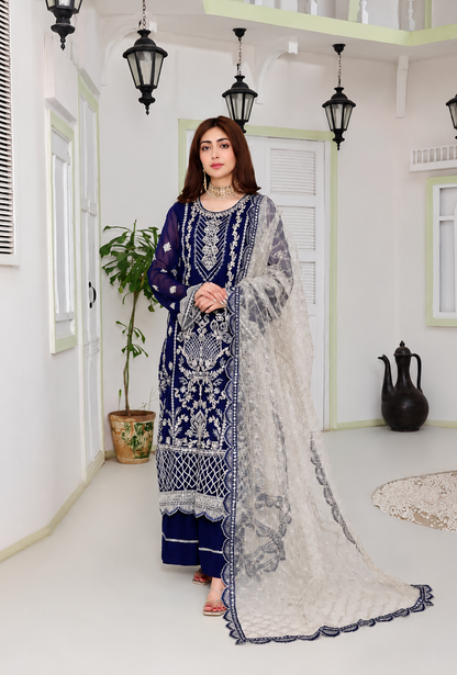 Zarkash Navy Luxury Embroidered Collection