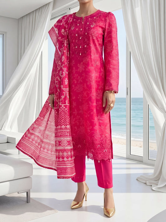 Fleur By Almeerah - Fuchsia Pulse – Digital Chundri Lawn Unstitched Collection