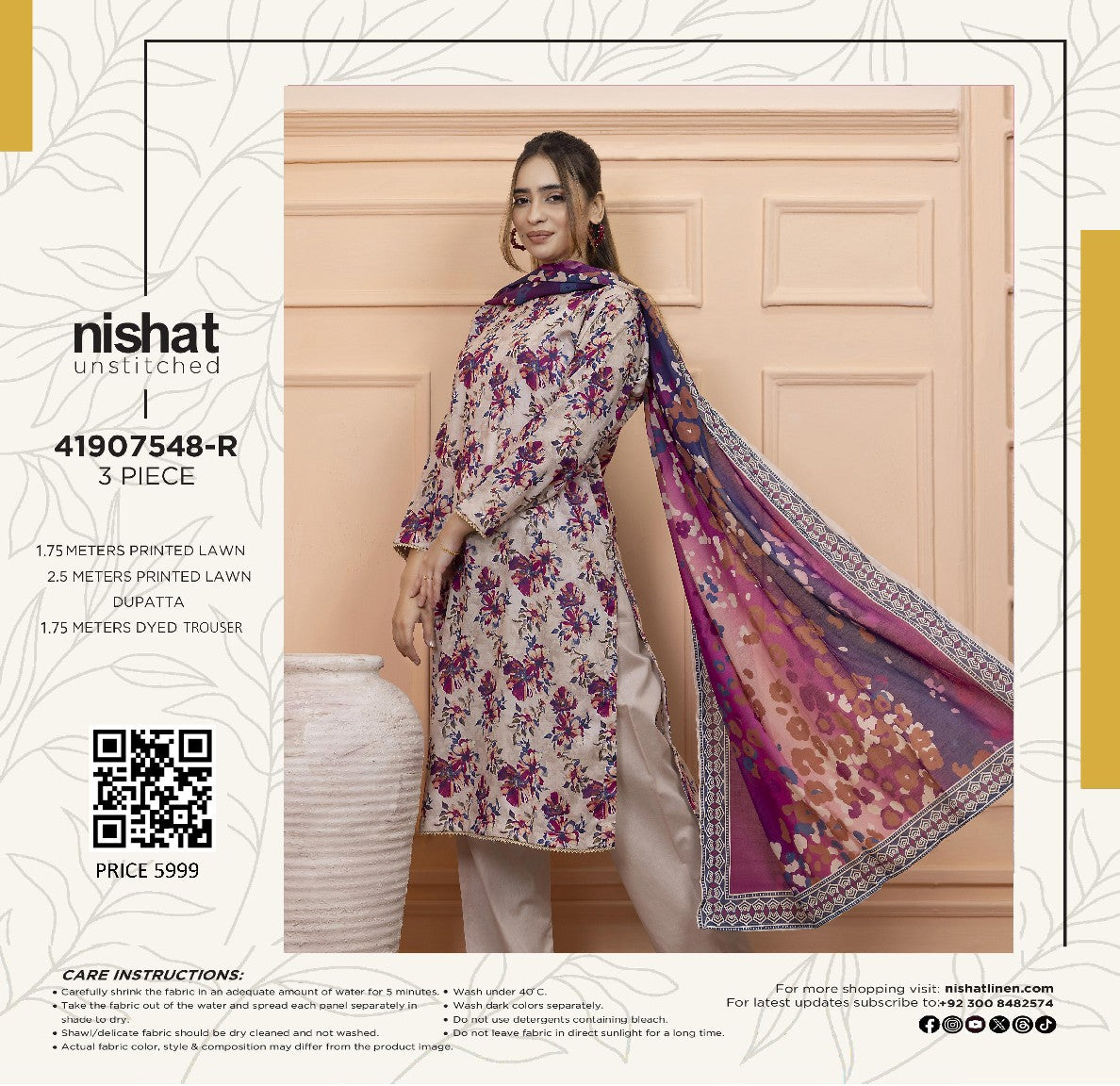 Nishat Printed Lawn 3P In Wholesale Price