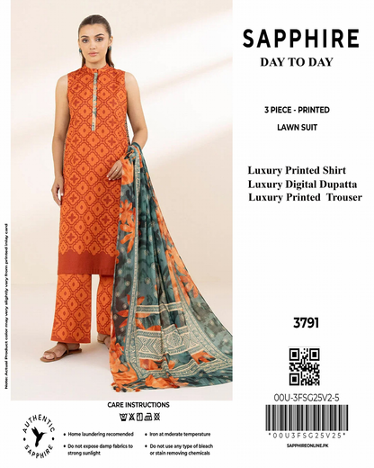SAPPHIRE Lawn Unstitched 3 Pieces in Wholesale Price 🔥🧡