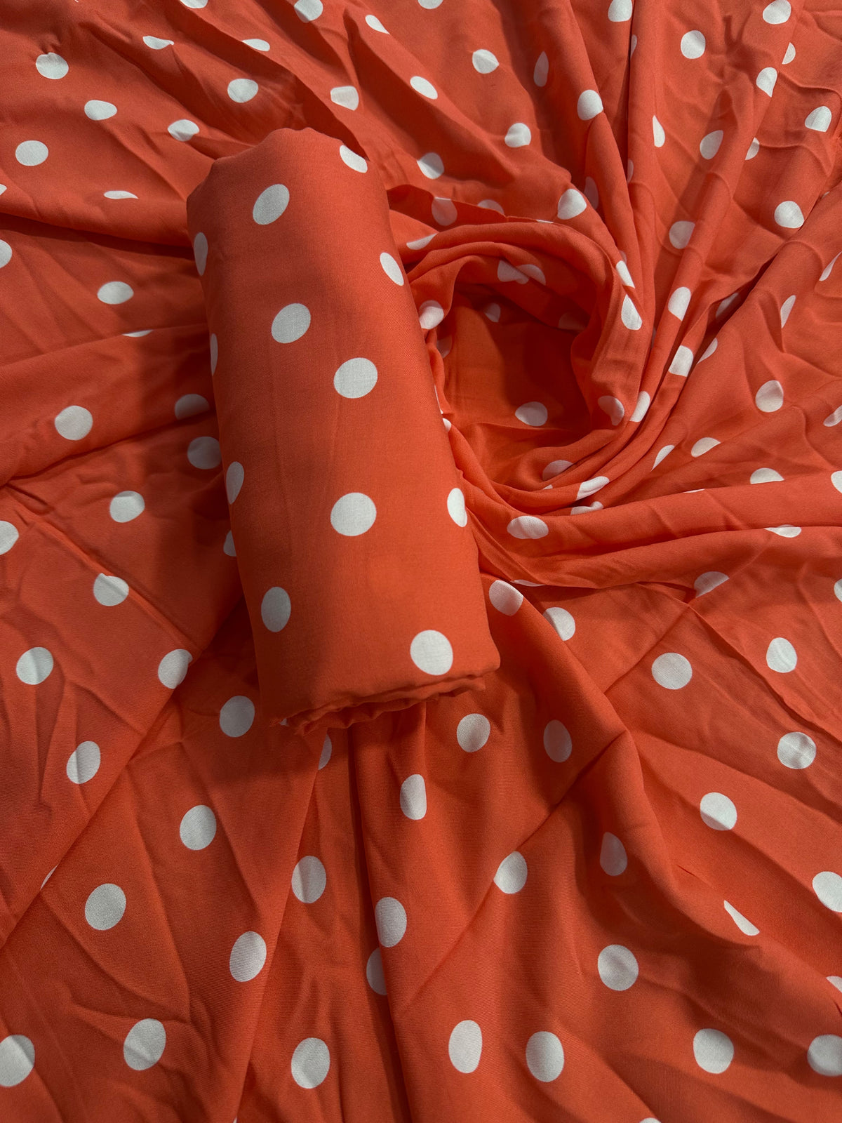 Digital Printed Orange Linen Allover 2Pcs