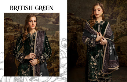 Merakish velvet Embroidered 3P