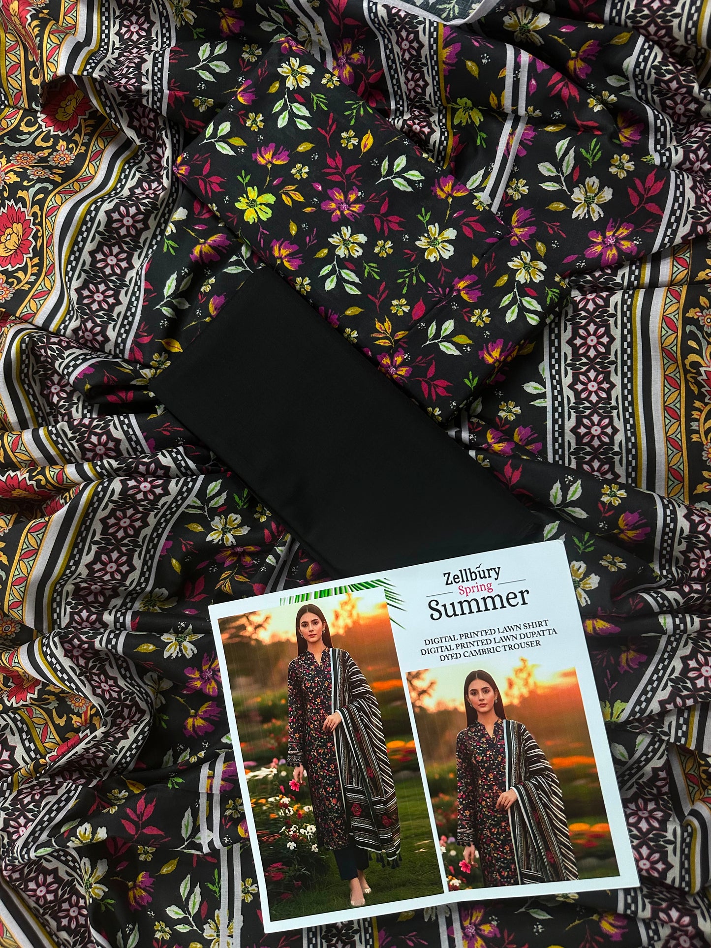 Zellbury Black Printed 3Pcs