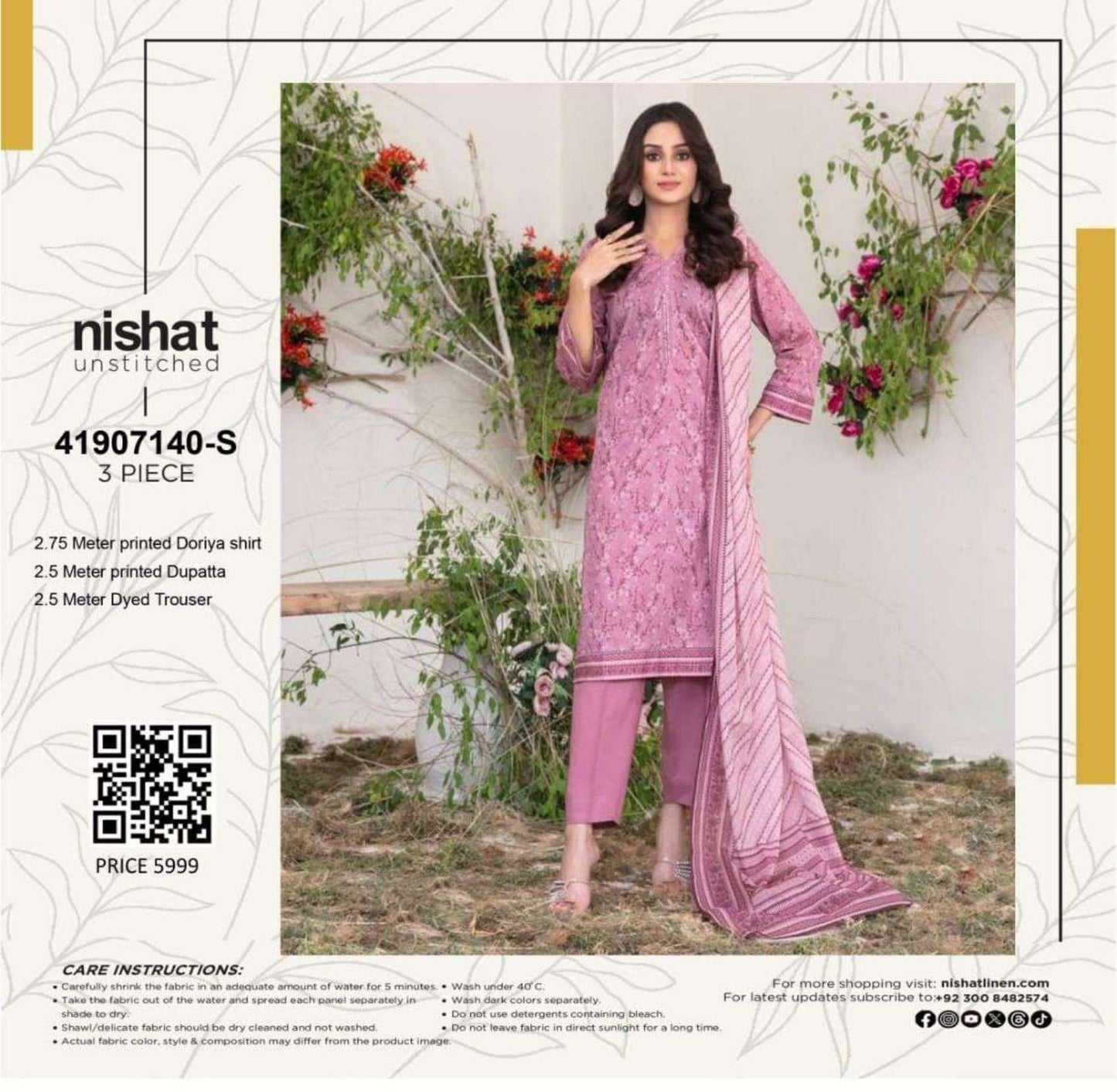 Nishat Doriya Printed Lawn 3P In Wholesale Price