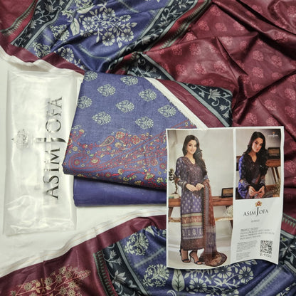 Asim Jofa Unstitched Lawn Printed 3PC In Wholesale Price