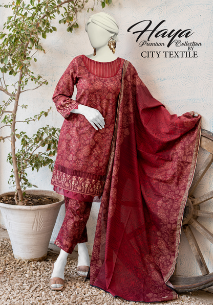 HAYA Fresh Arrival – Digital Printed MEKO Lawn 3PC Collection Design# 4