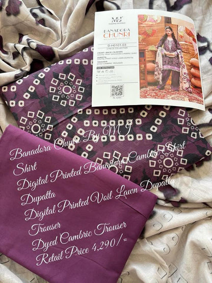 MoosaJee 100% Original Banadora Chunri Unstitched 3Ps👌🔥
