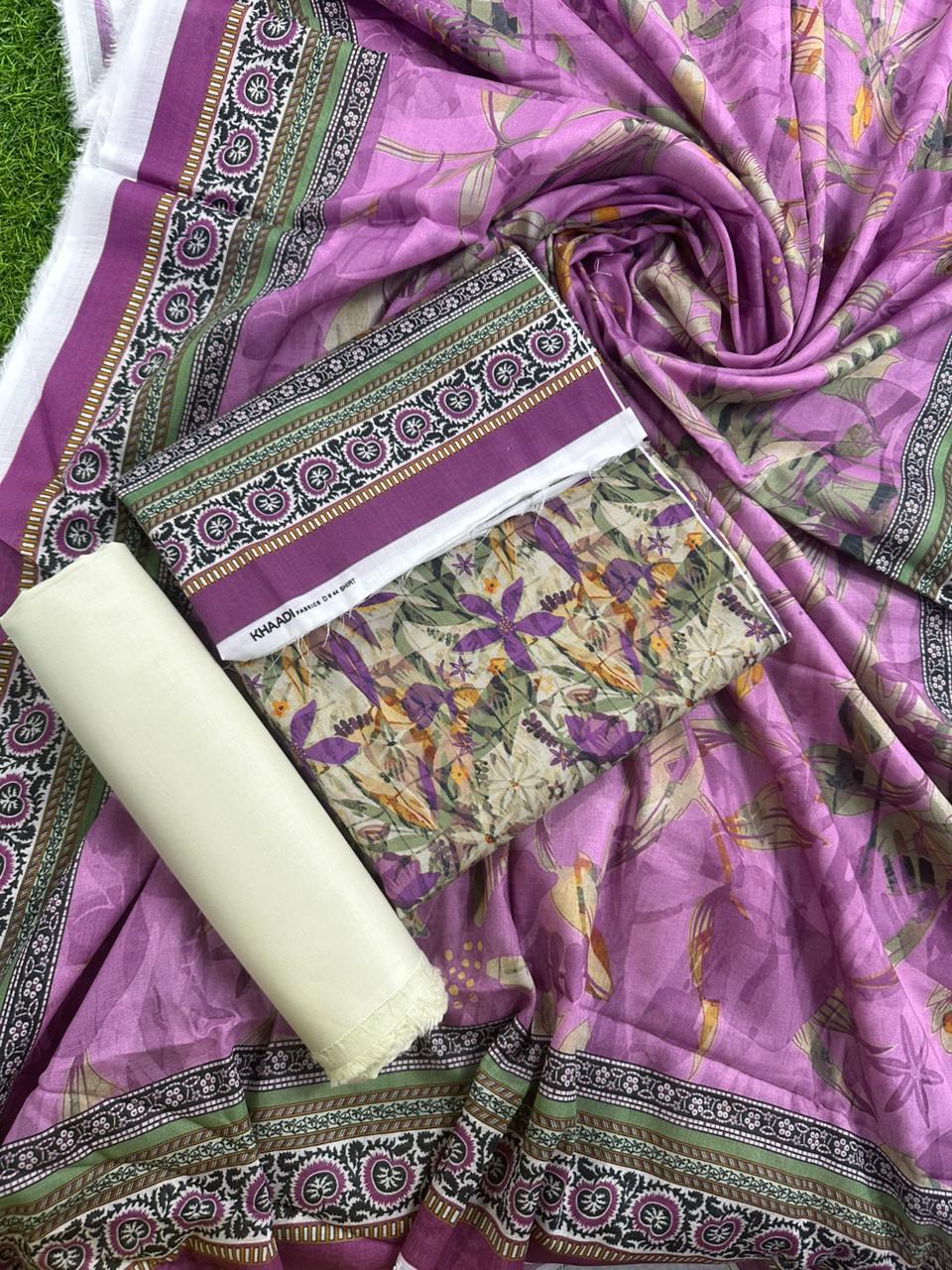 Khaadi Purple Multi Printed 3Pcs