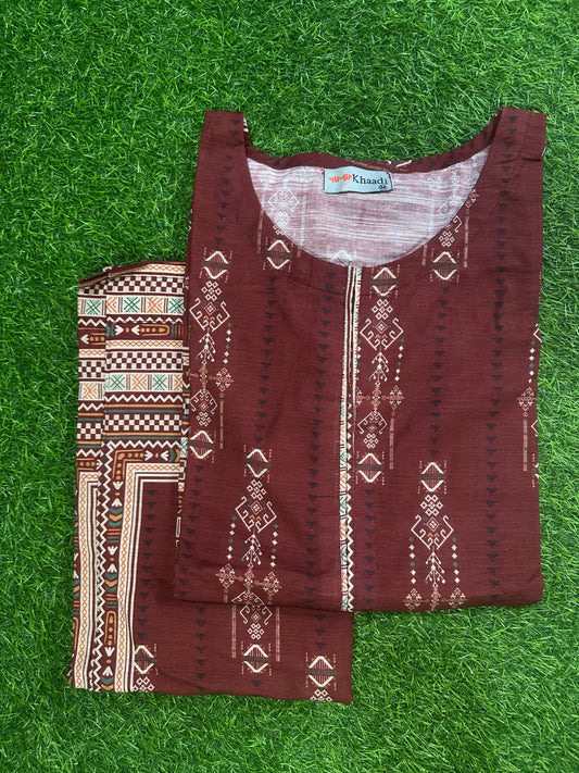 Khaadi Maroon Khaddar Stitch 2Pcs