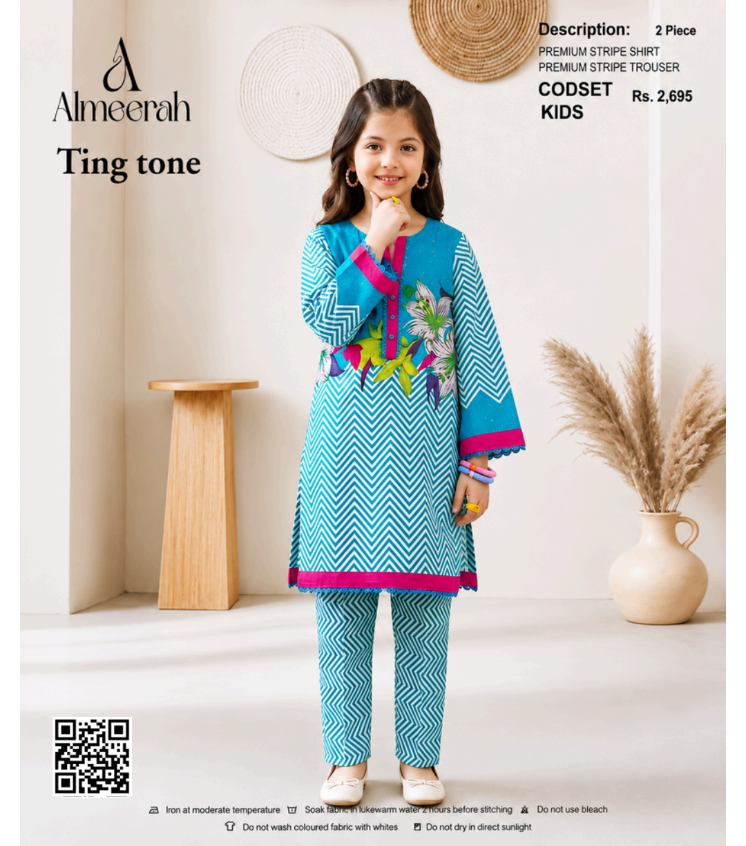 Almeerah Ting Tone Unstitched Kids 2Pcs Collection