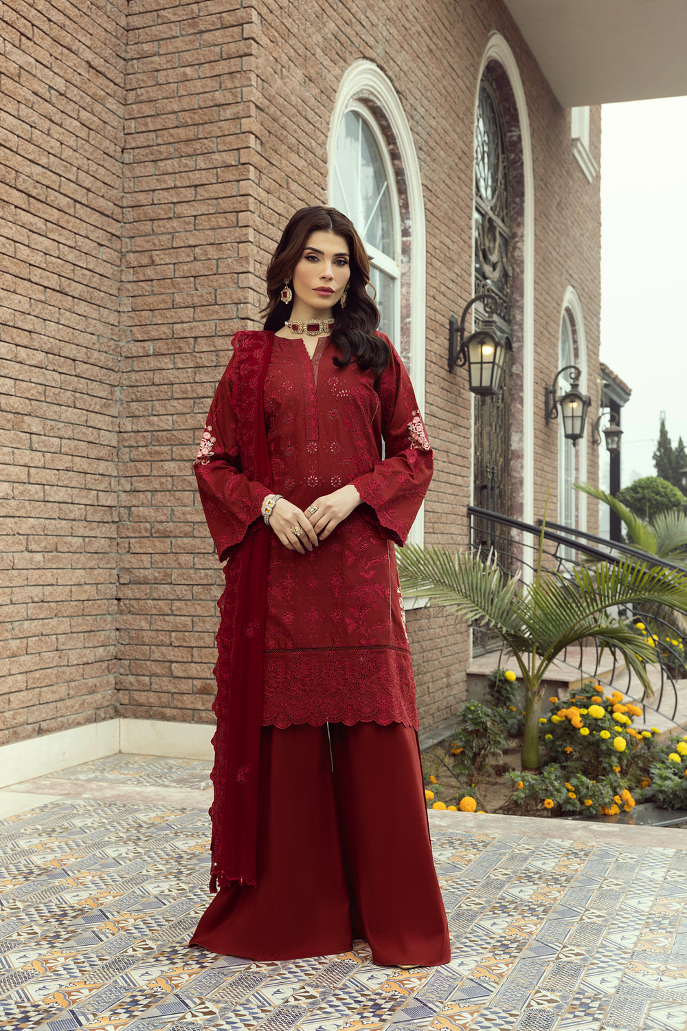 Lakhany Maroon Eid Collection Unstitched ChikanKari 3 Piece 🔥