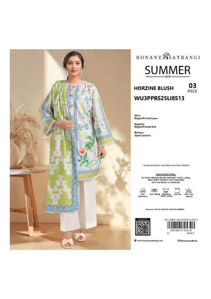 BONANZA SATRANGI (D.C:- WU3PPBS25LI8S13)3PCS  UNSTITCHED COLLECTION