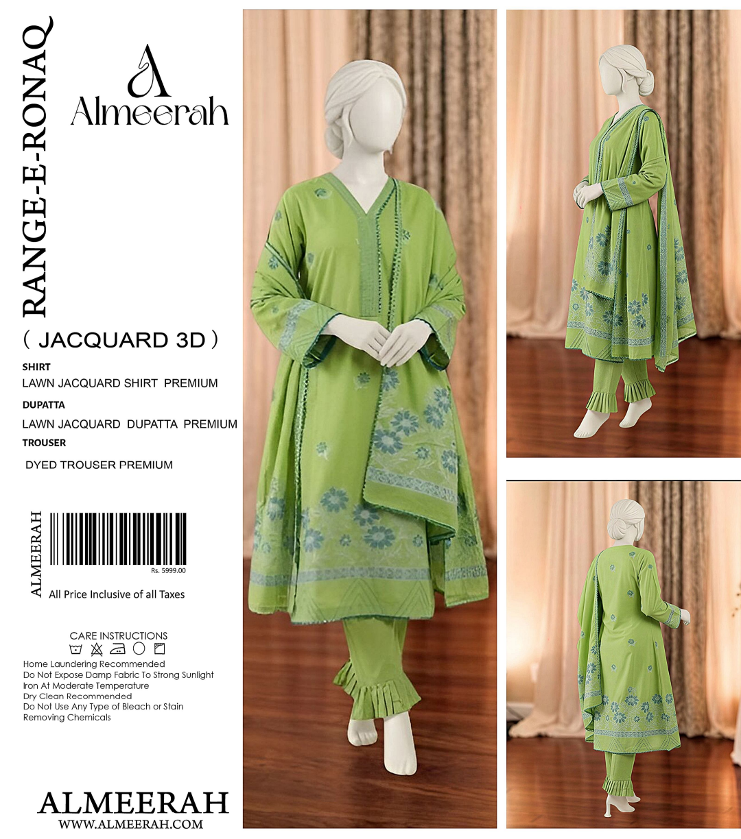 LIGHT GREEN RANGE-E-RONAQ – ALMEERAH