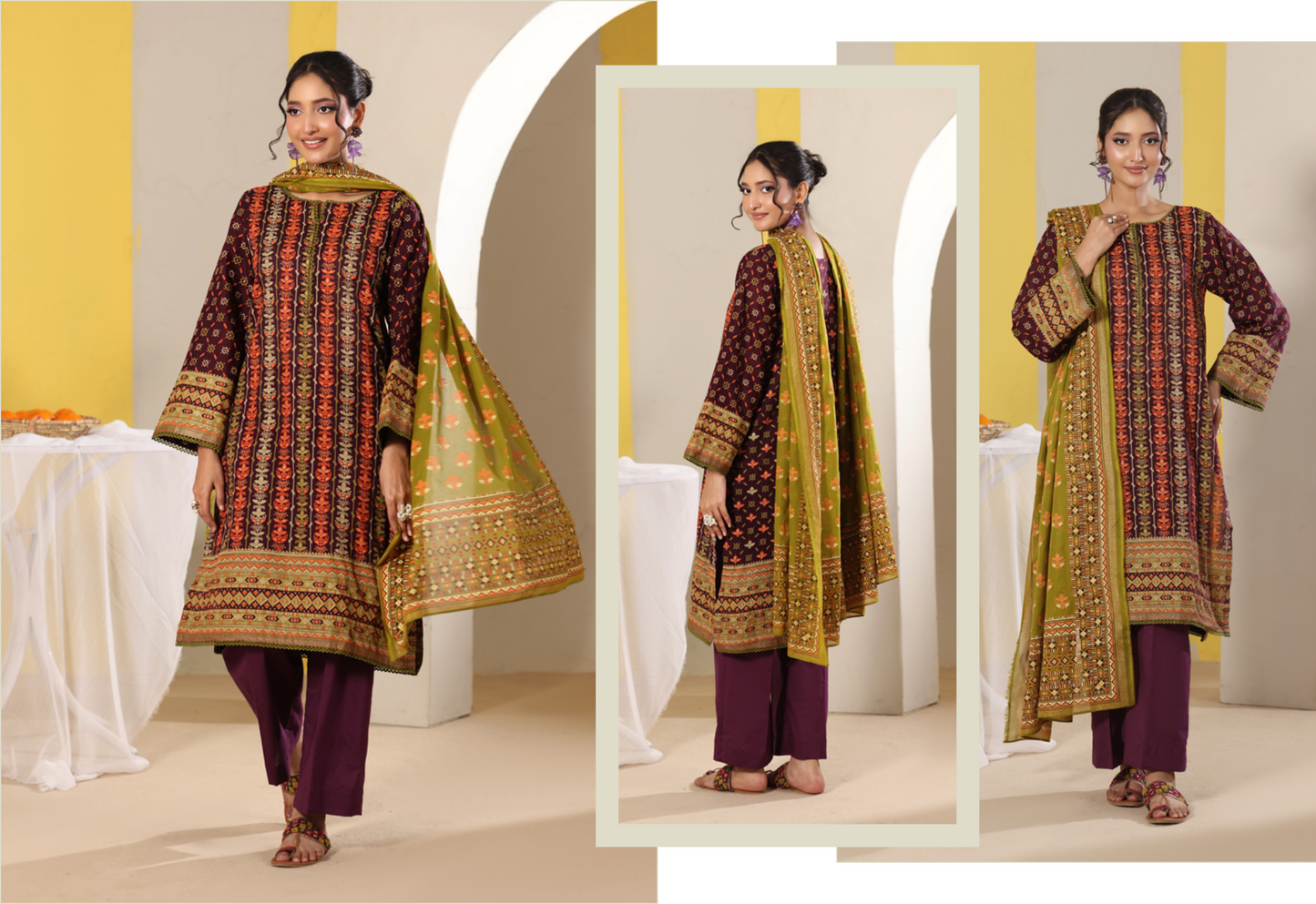 BANARSI BY MJ SIGNATURE DIGITAL PRINTED 3PC LAWN COLLECTION Design #D-A0301-09