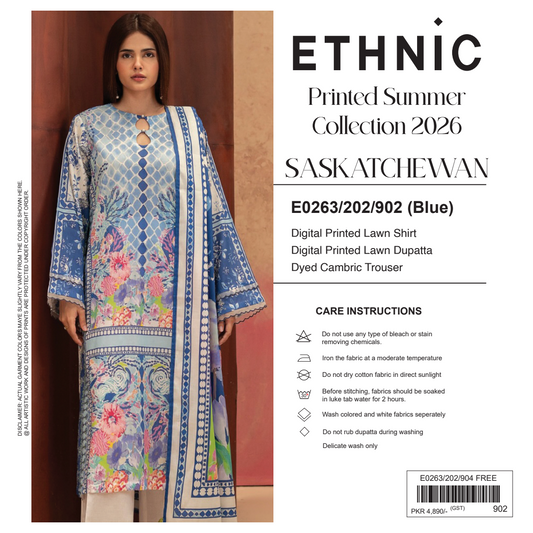 Ethnic Blue Digital Printed Lawn Collection