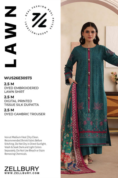 Zellbury Embroidery D.C:- WUS26E30714 Lawn 3Pcs Collection