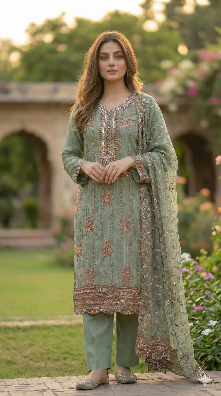 Aneela's Unstitched Luxury Embroidered Fancy 3 Piece in Wholesale Price ✅💯