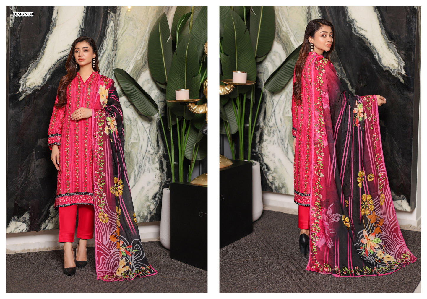 JAWED ARTS ZEBTAN –  3PC UNSTITCHED SUIT Design: 8