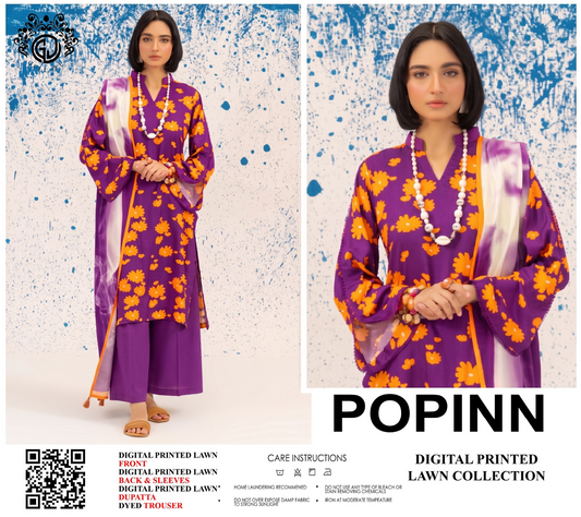 Popinn Purple Printed Lawn Collection
