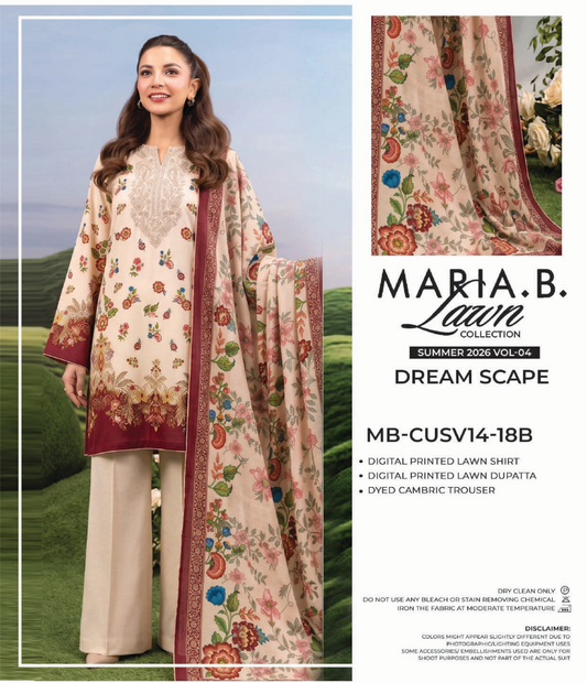 MARIA B® 3PC Printed Lawn Unstitched Collection D-07