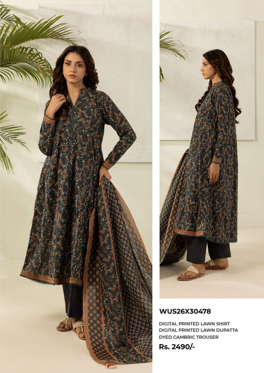 ZELLBURY Unstitched Lawn Collection 2026 Design # WUS26X30478