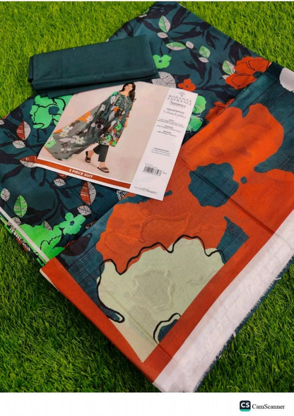 Bonanza Satrangi 100% Original Lawn Dupatta Unstitched 3 Piece