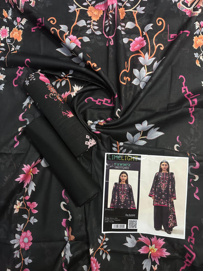 Limelight – Charcoal Black - Doriya Unstitched 3 PCs Unstitched Suit