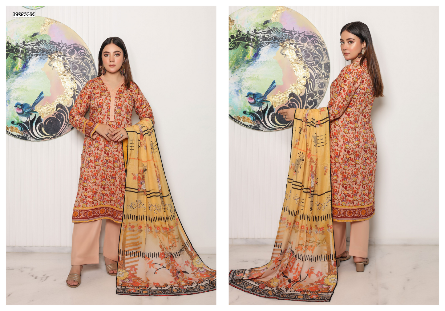 JAWED ARTS ZEBTAN –  3PC UNSTITCHED SUIT Design: 5