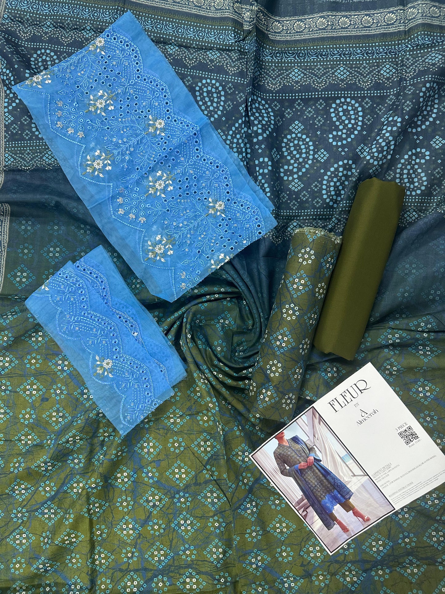 Fleur By Almeerah – Mehendi Aura - Digital Chundri Lawn