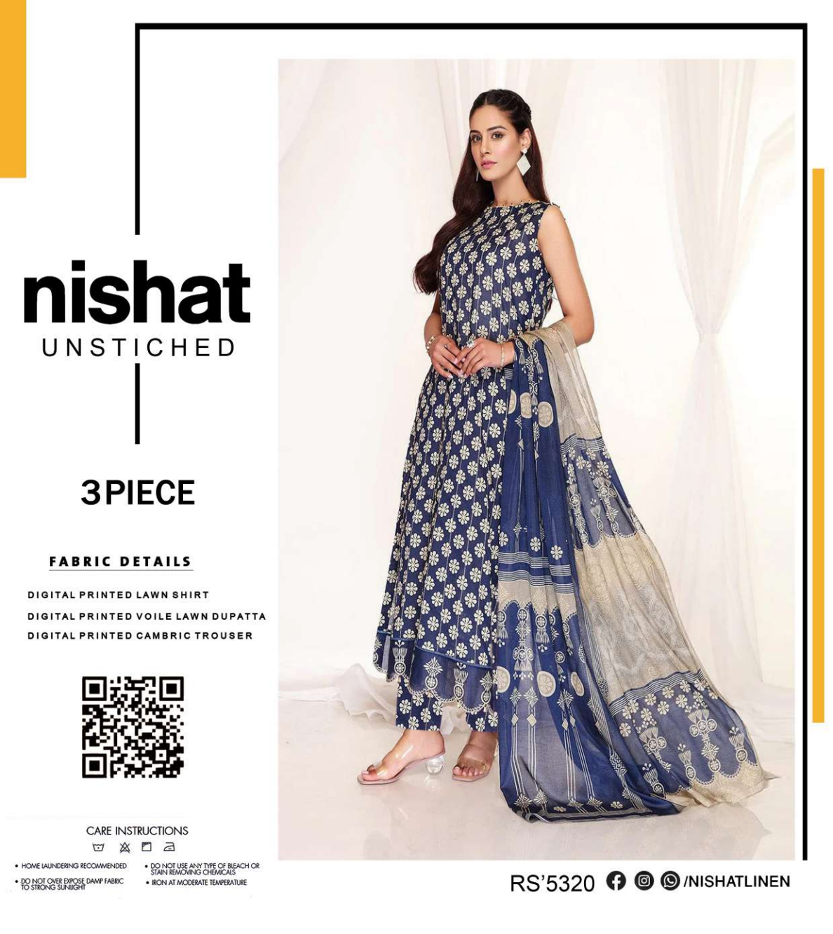 NISHAT LAWN UNSTITCHED SAME AS ORIGINAL 3PCS