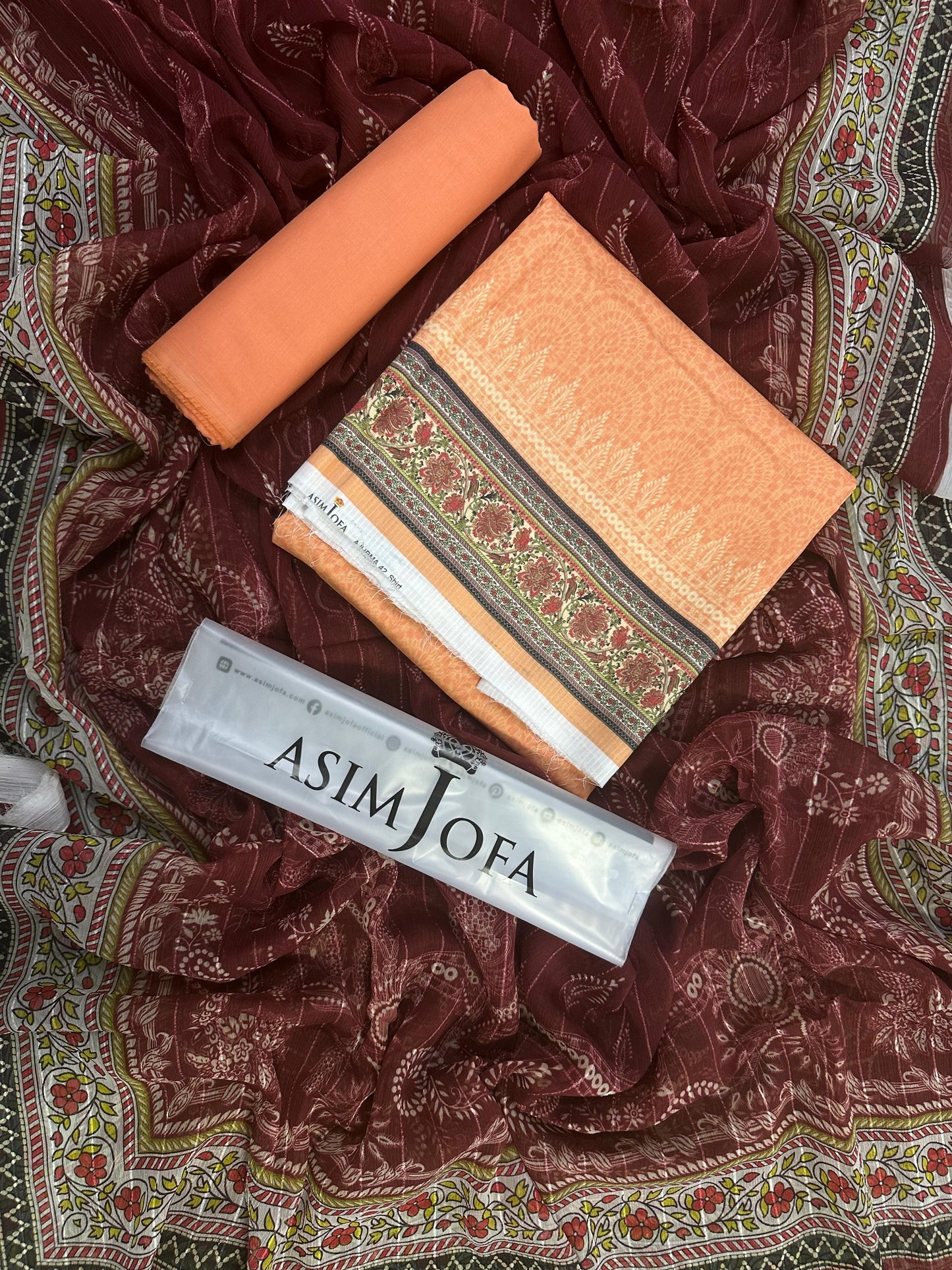 ASIM JOFA PEACH PRINTED 3PCS