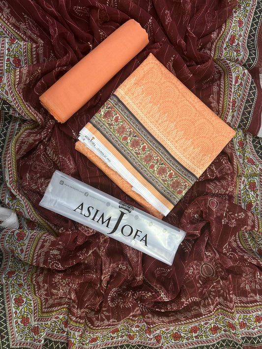 ASIM JOFA PEACH PRINTED 3PCS