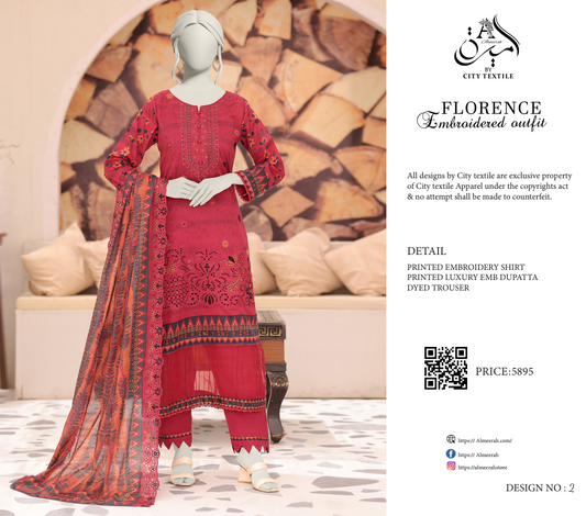 🧡🔥 ALMEERAH FLORENCE Embroidery Cutwork Dupatta 3 Pieces 🔥❤️