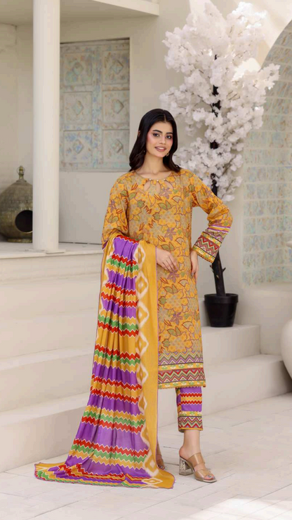 ALISHA D-10 DIGITAL PRINTED LAWN  3PCS