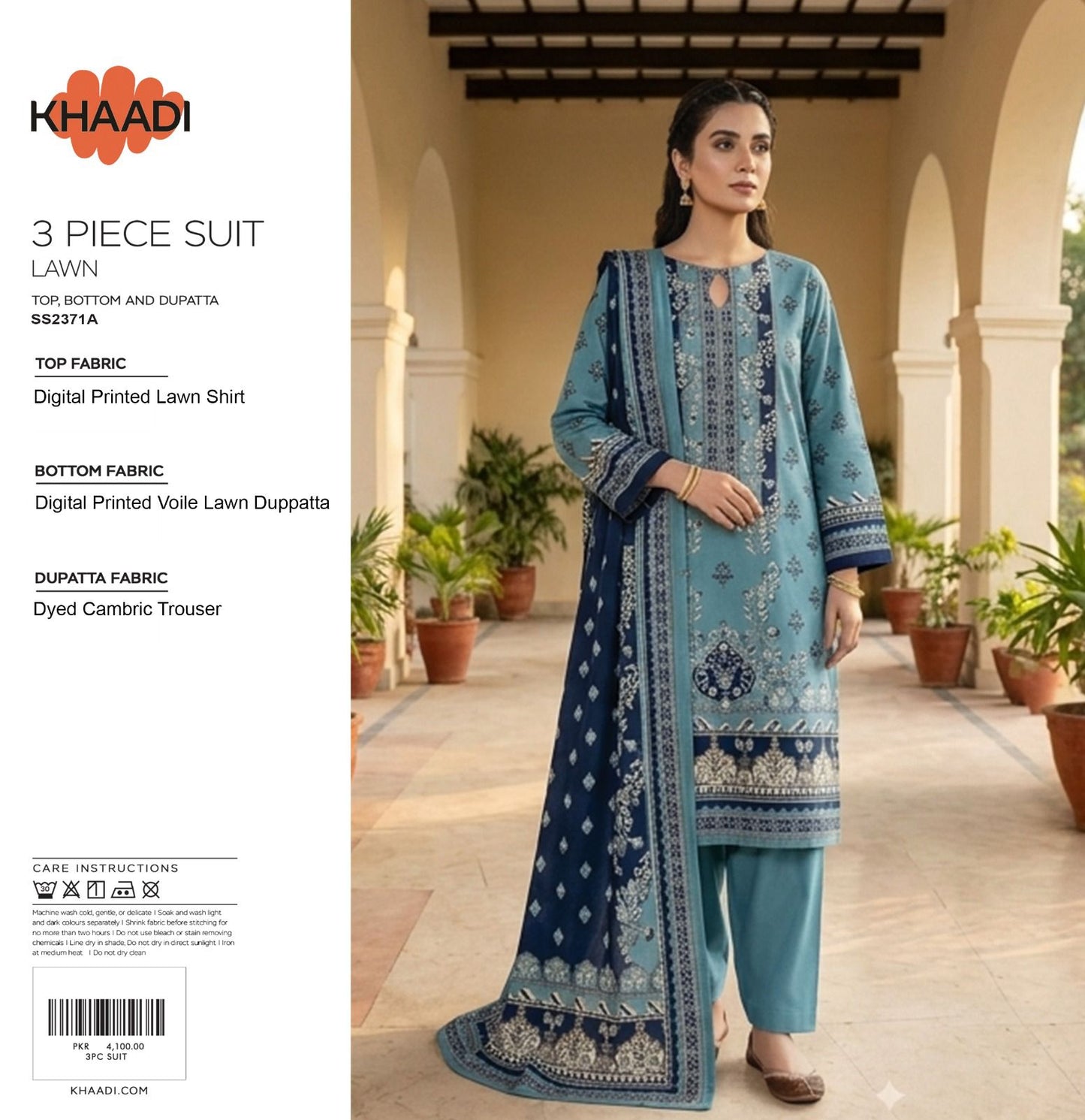 Khaadi (D.C:-SS2371A) 3Pcs Digital Printed Lawn Collection