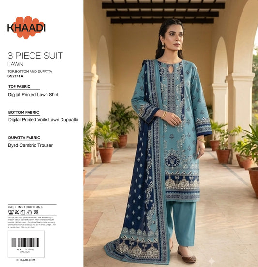 Khaadi (D.C:-SS2371A) 3Pcs Digital Printed Lawn Collection
