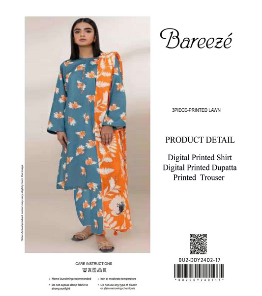 Bareezé Copy Unstitched Lawn 3 Pieces ❤️🔥